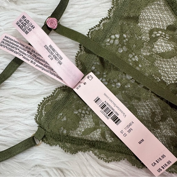 VS • Dream Angels Adjustable V-String Lace Thong Panty in Green - Picture 5 of 9